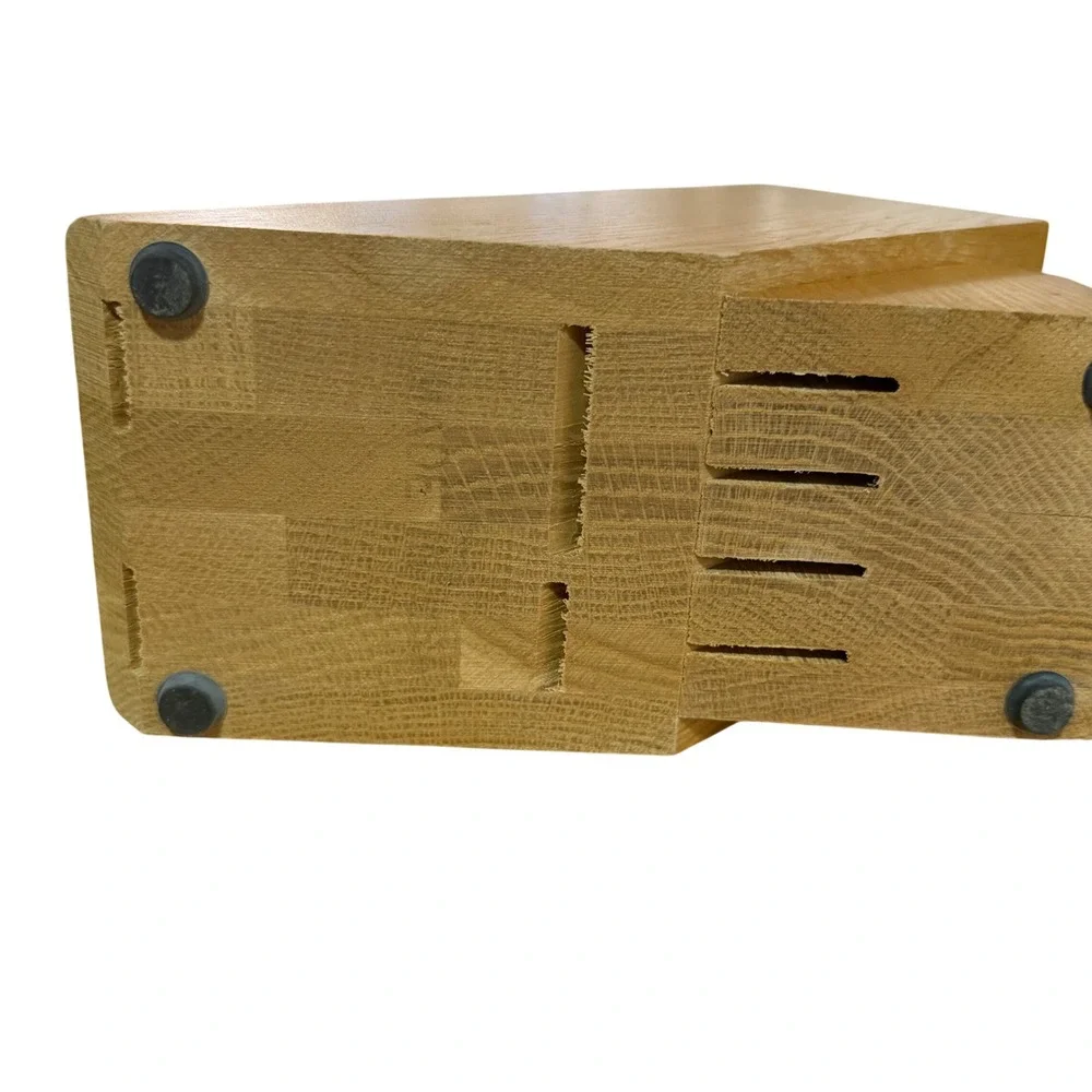 Cutco Oak Wood Knife Block 8 Slot Kitchen Cutlery Storage Organizer